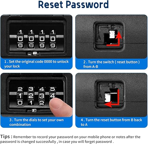Miniatura 3 de Cerradura en U para bicicleta resistente, cerradura de bicicleta con contraseña de combinación de 4 dígitos con grillete de bloqueo en U,
