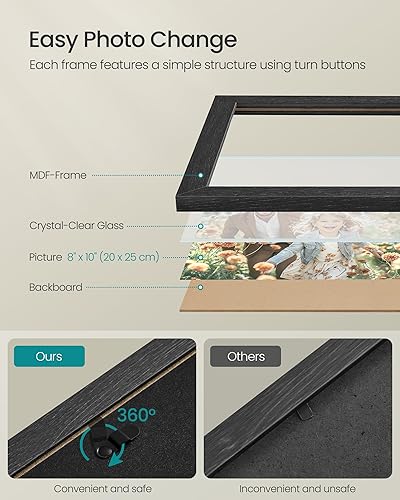 Vista 13 de SONGMICS - Paquete 10 marcos de fotos de collage con 2 marcos de fotos de 8 x 10 pulgadas, 4 de 5 x 7 pulgadas, 4 de 4 x 6 pulgadas, pared o mesa