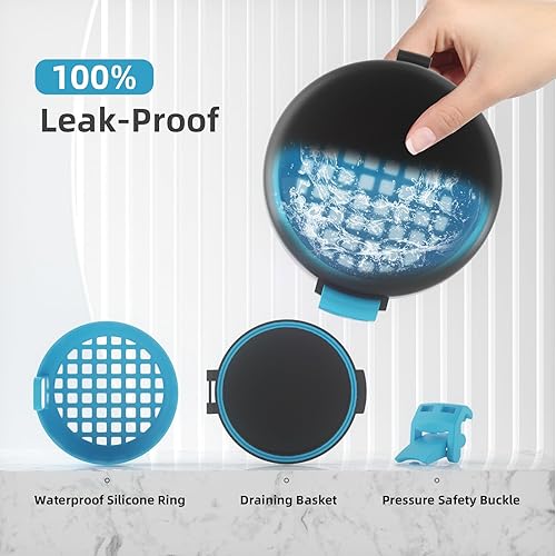 Miniatura 3 de BVN Taza de baño de dentadura a prueba de fugas para viajes, taza de dentadura para remojar dentaduras, estuche de limpieza retenedor con colador