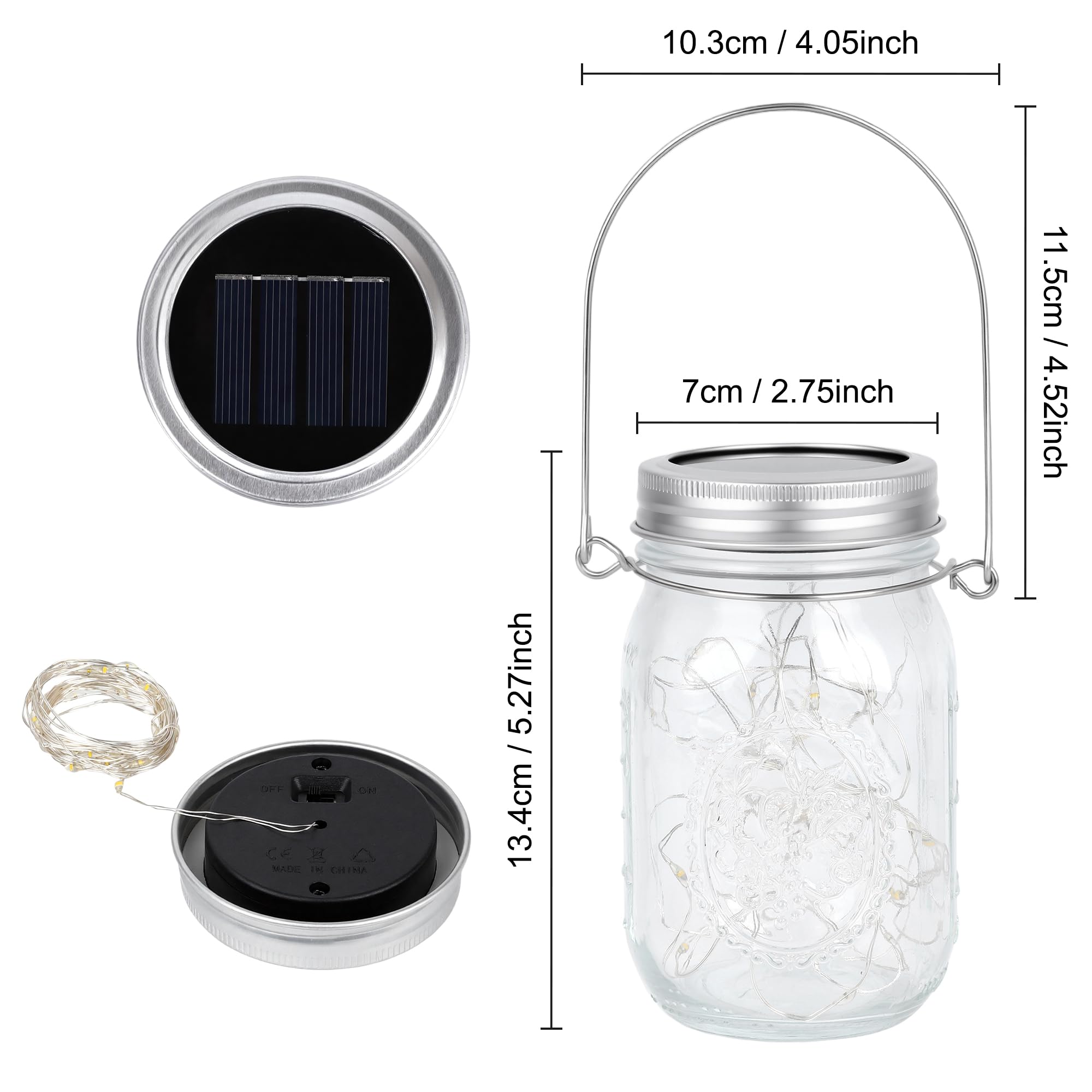 Luci Solari Esterno Giardino - 6 Pezzi 30 LED Impermeabile IP65 Lanterne Interno Esterno Luminose Giardino Terrazzo Matrimonio Natale Feste Arco Camera Decorazioni (Bianco Caldo)