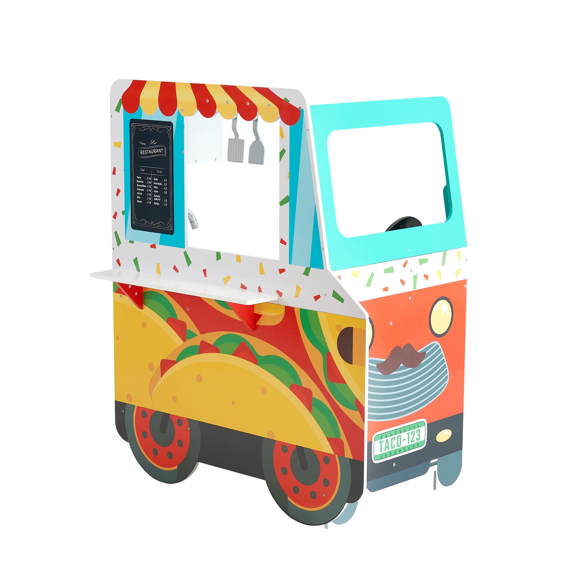 Teamson Kids Food Truck en Bois, Cuisine de Jeu pour Enfants, Camion Taco Ludique | Camion Taco Ludique