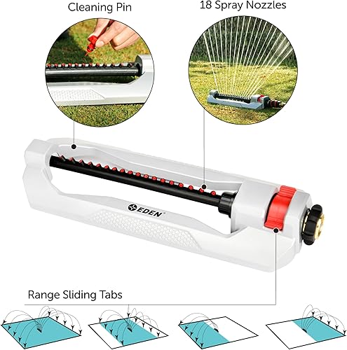 Miniatura 2 de Eden 94110 Rociador de agua oscilante de metal para césped y jardín para patio