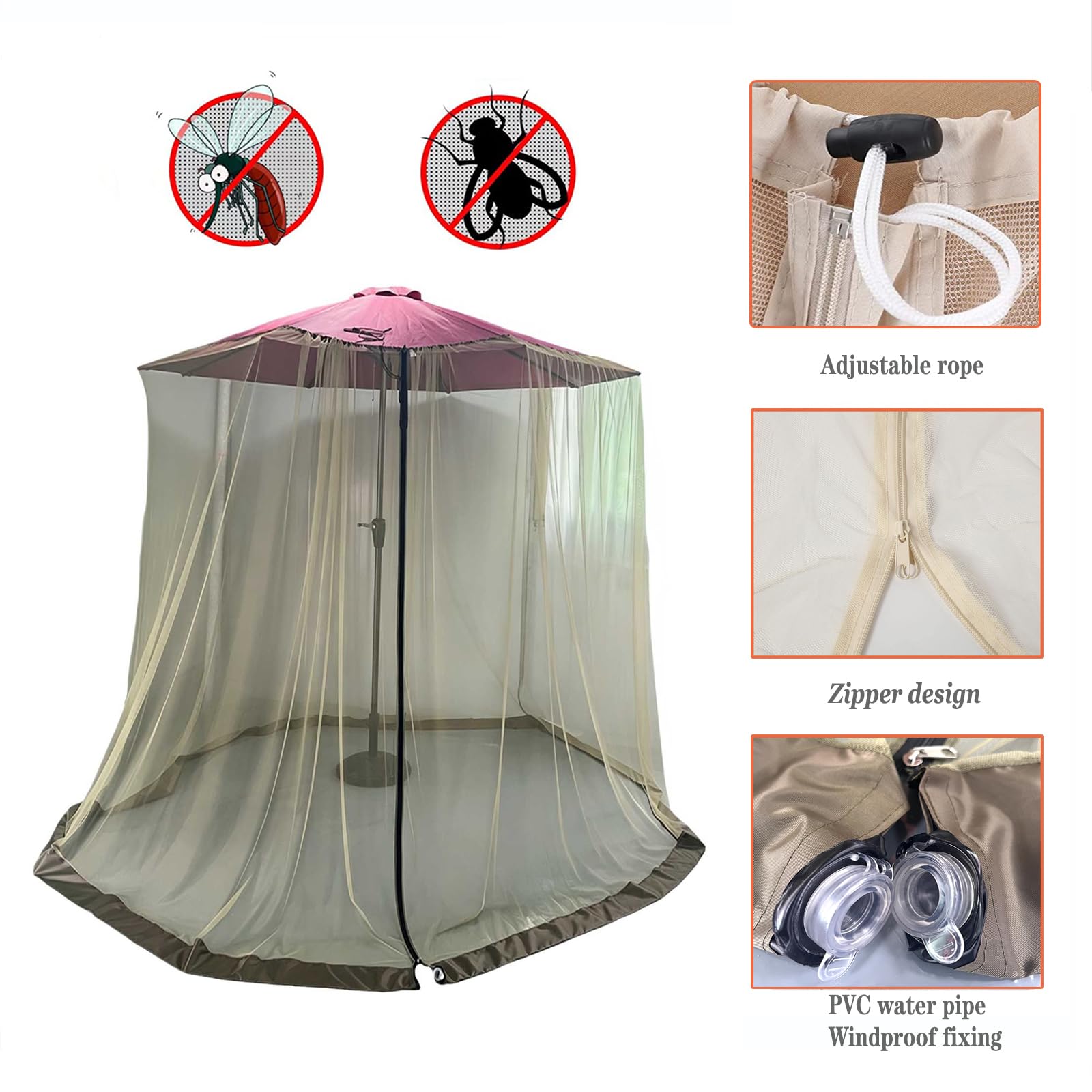 Patio Parasol Mosquito Netting, Wisząca Siatka Komarowa do Zewnątrz