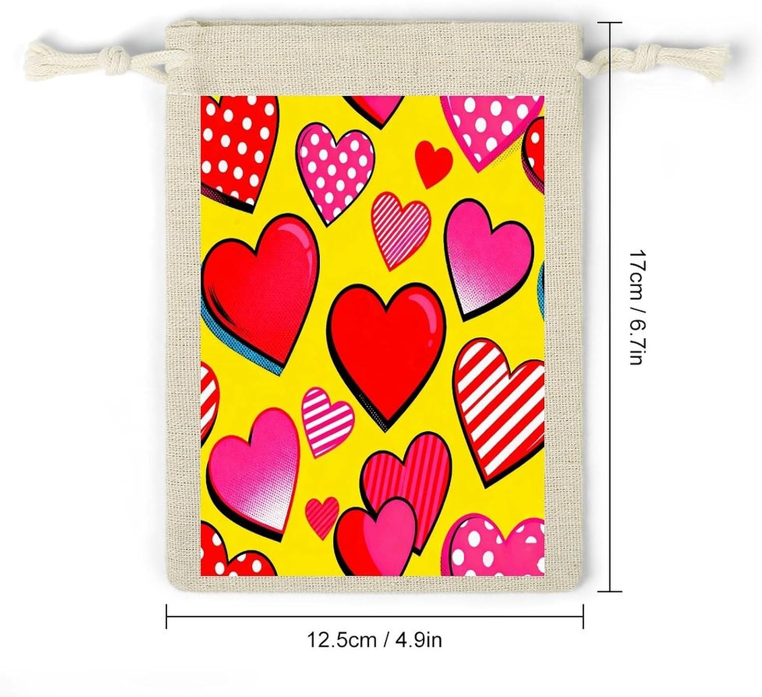 VstaDank Endless Hearts Small Burlap Bags with Drawstring image 2