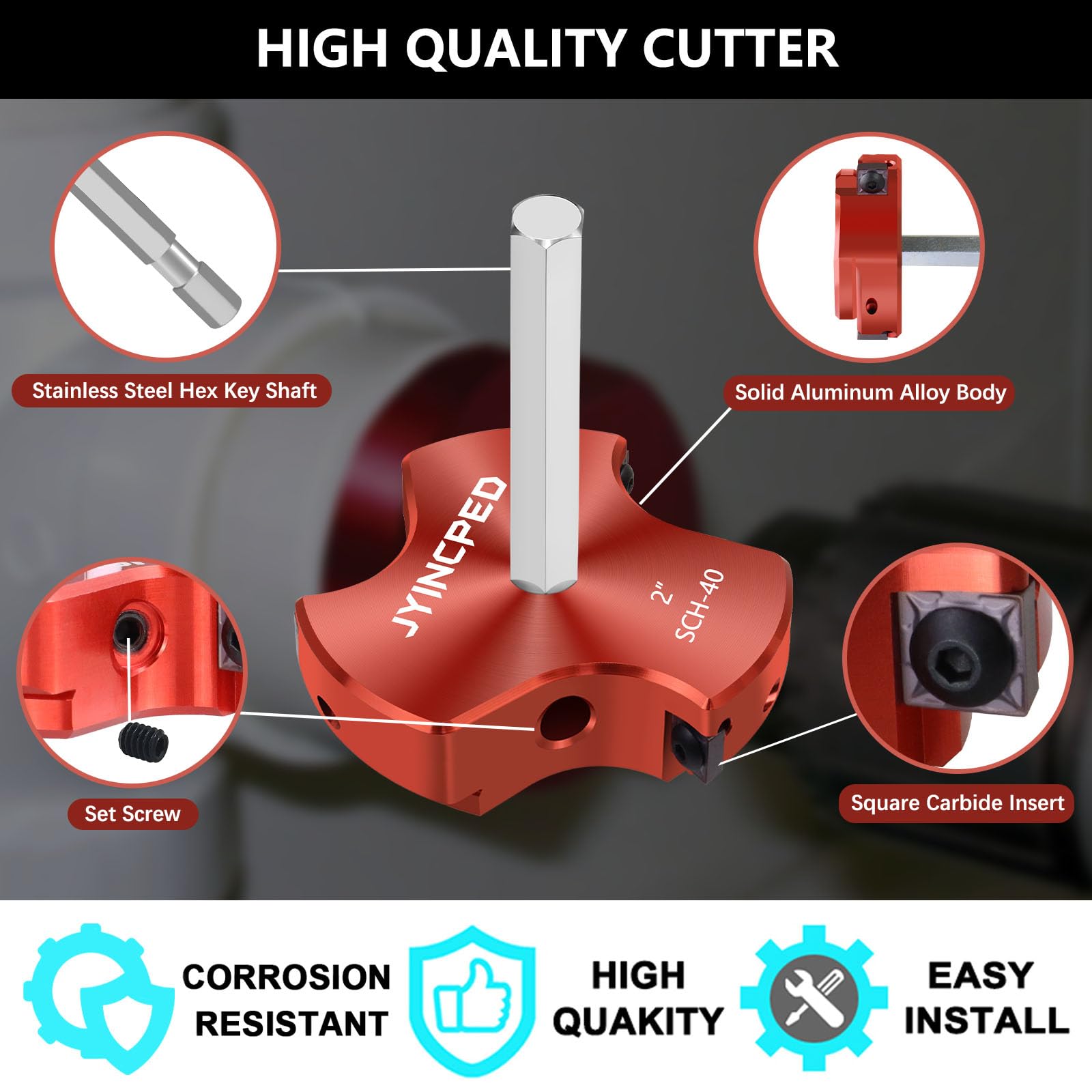 Escariador de tubería de PVC de triple hoja de 1-1/2 pulgadas y 2 pulgadas, protector de enchufe de PVC con kit de escariador de montaje de tubería de plástico, herramienta de fontanería para cubo de