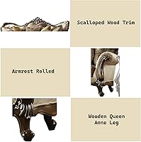 Vista 4 de Acme Muebles Sofá, Bronceado, Patrón de Tela & Roble Antiguo