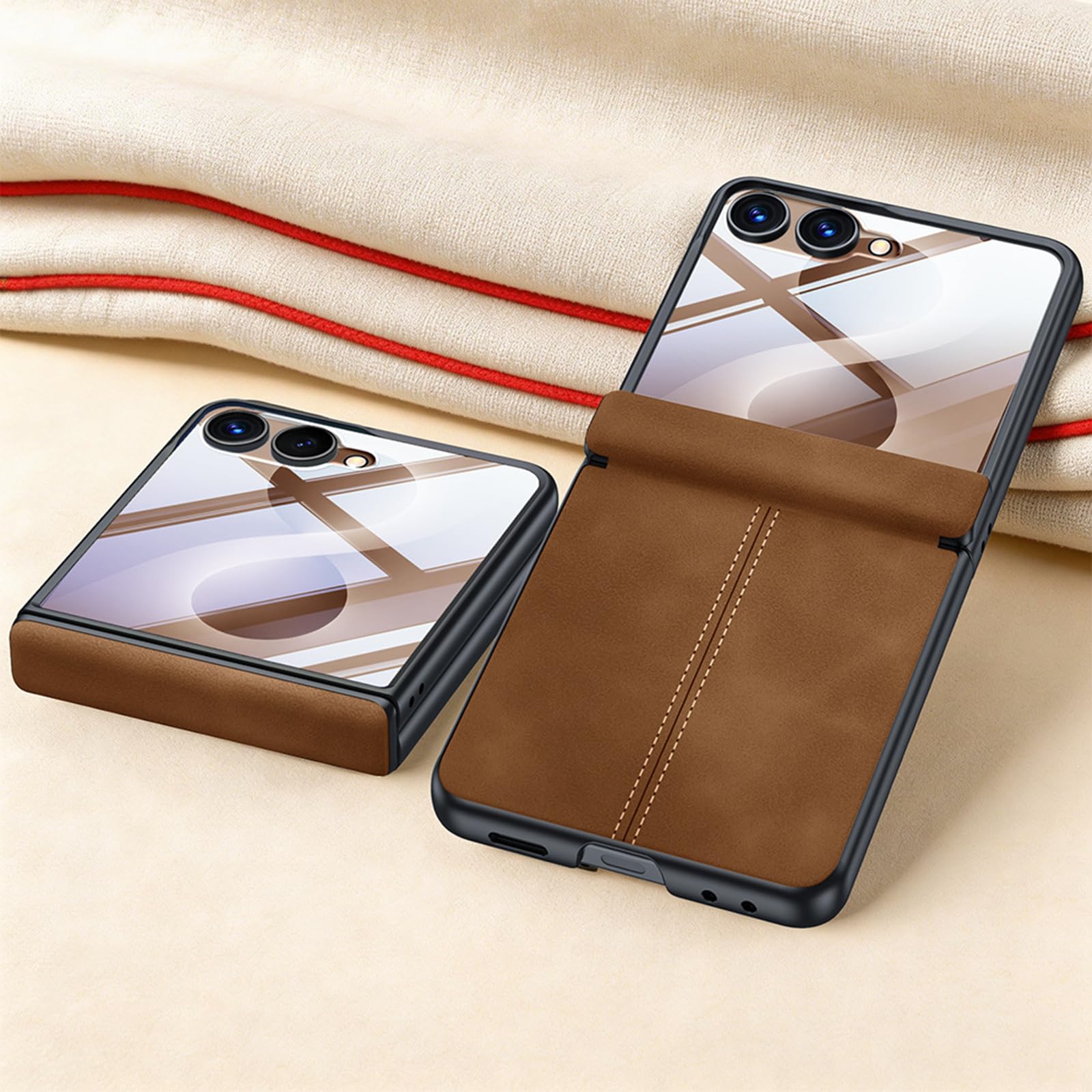 Étui Pour Samsung Galaxy Z Flip 8, Screen Protection Mince Coque Cuir Rétro