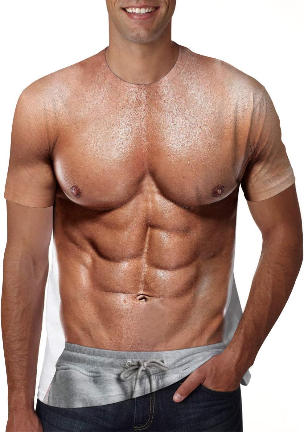 uideazone Mens Short Sleeve T-Shirt Casual 3D Creative Print Crewneck Graphic Tees