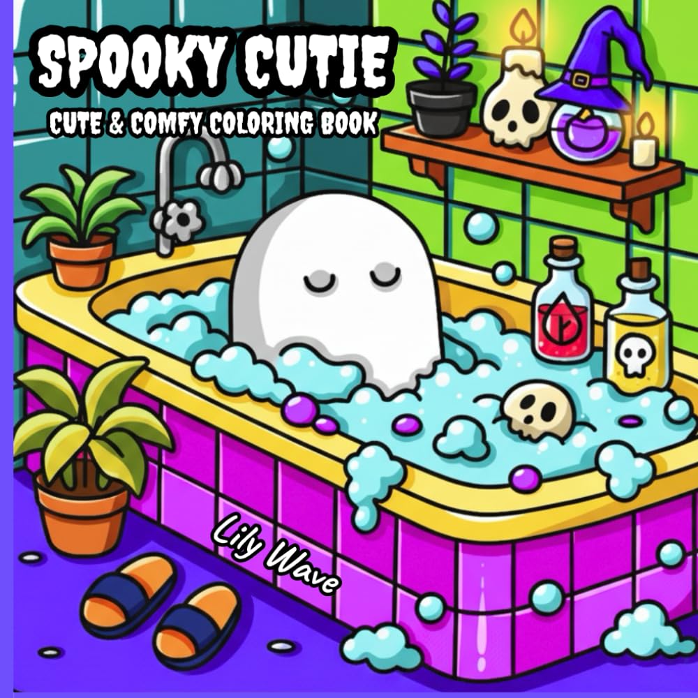Spooky Cutie: Coloring Book for Adults and Teens Featuring Cute and Creepy Creatures in Cozy Scenes for Relaxation and Stress Relief