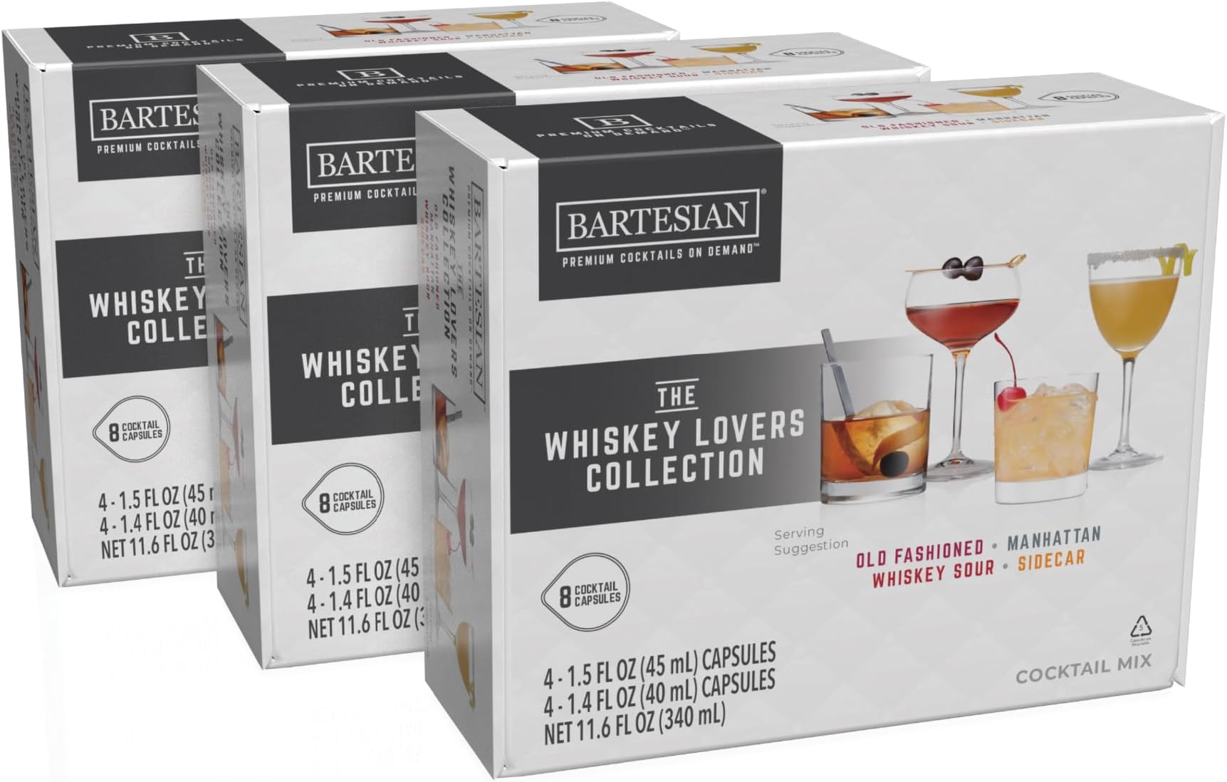 24-Pack Whiskey Lovers Mixer Capsules for Cocktail Machine – Home Bar Mixology Cocktails Mix Pod Capsule Set To Use With the Bartesian Cocktail Drink Maker Machine