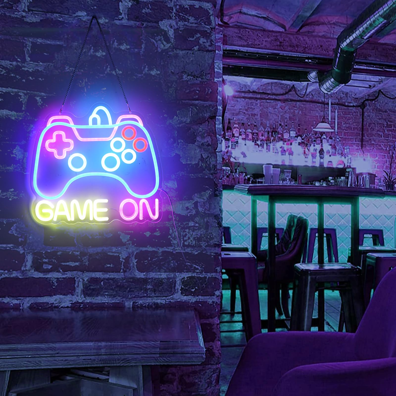 Spiel-Neonschild, dimmbar, Gamepad-Form, LED-Neonlicht-Schilder, Gaming-Neonschild mit Schalter, Gamer-Geschenke für Teenager, Jungen, Mädchen, für Schlafzimmer, Spielzimmer, Party