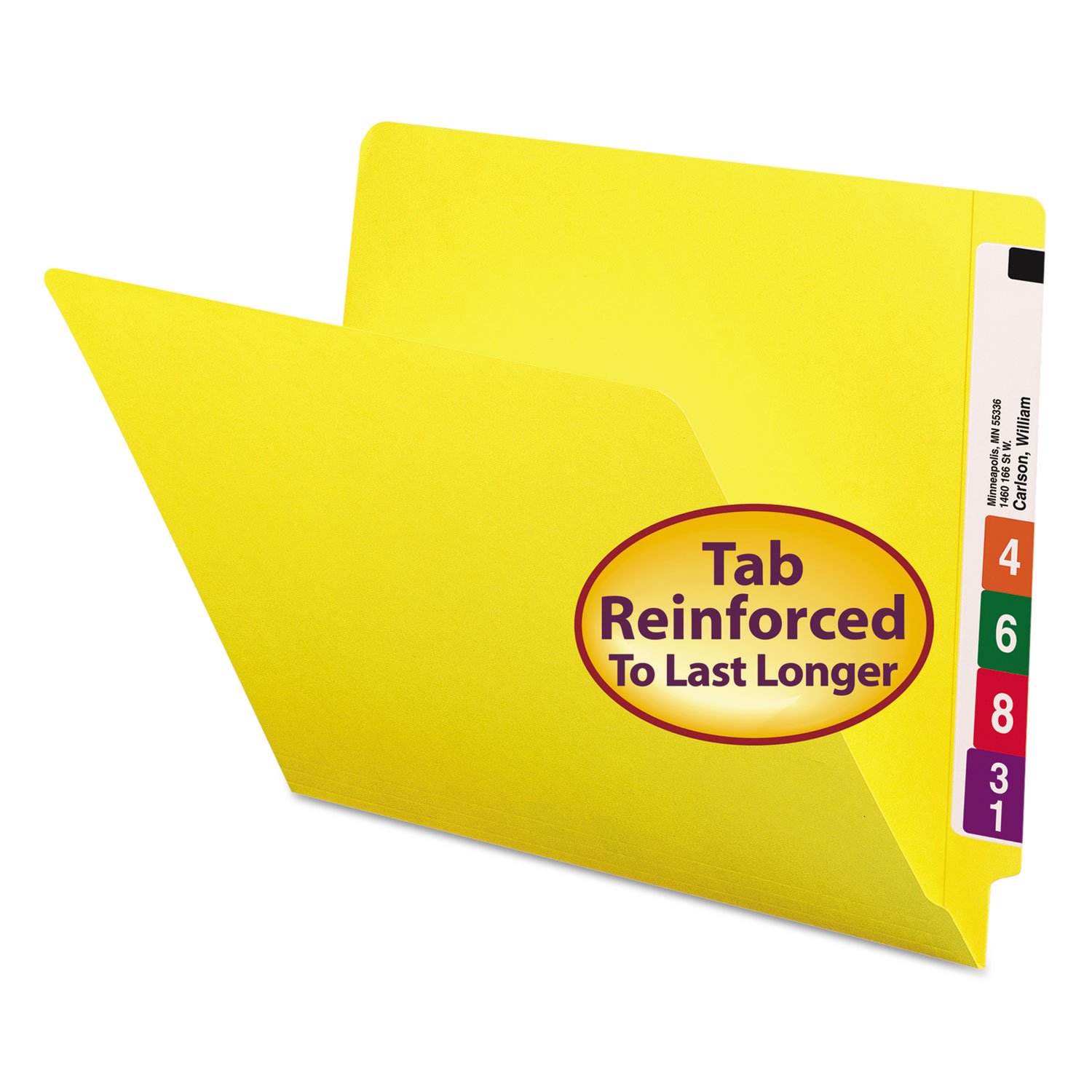 Smead Colored Folders Shelf-Master® Reinforced Tab Letter - Yellow De plástico Amarillo - Carpeta (De plástico, Amarillo, Letter, 311 mm, 241 mm, 100 pieza(s))