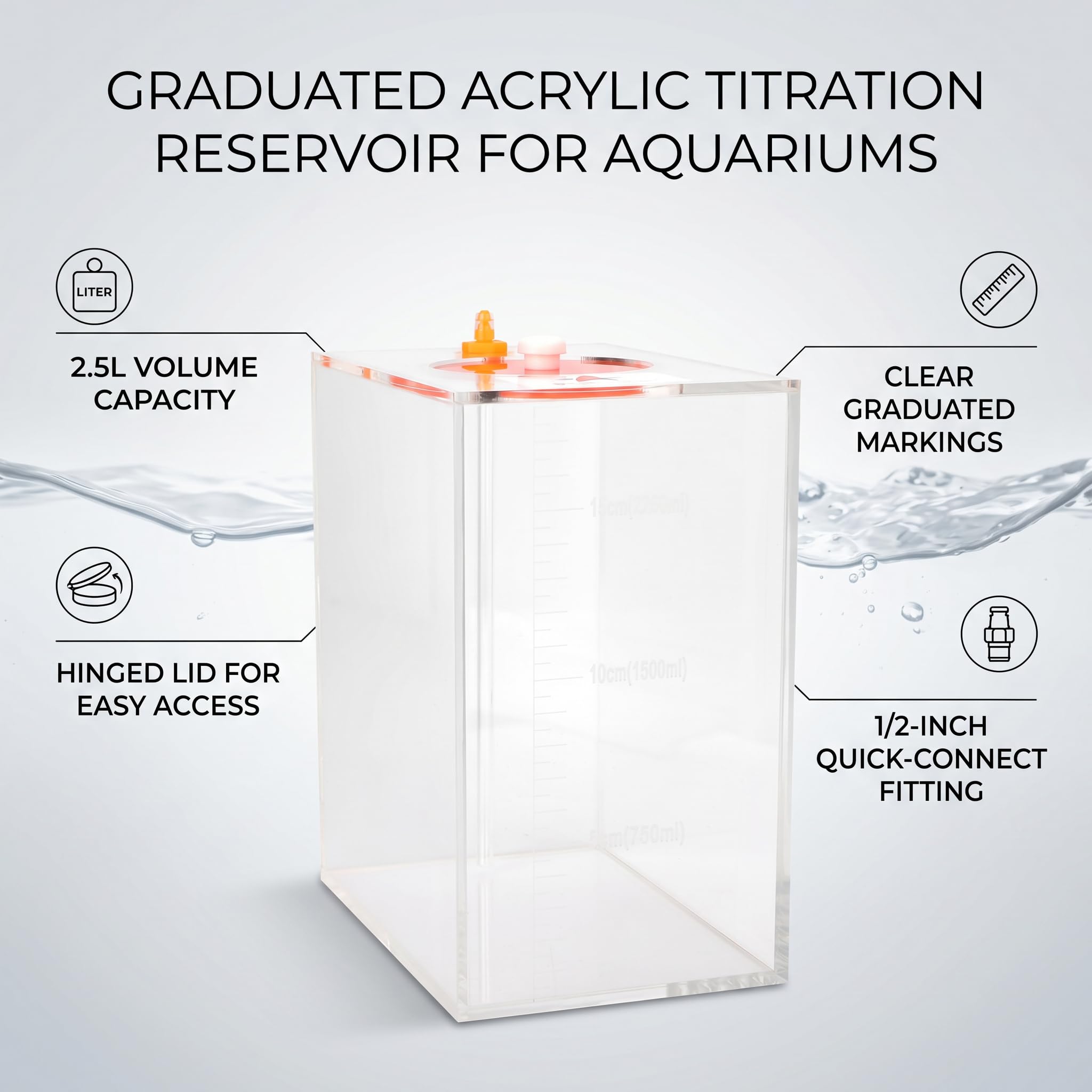 Réservoir de Titration Transparent en Acrylique, 2,5L, avec Pompe Doseuse et Échelle de Mesure, pour Aquarium, Modèle DT-25
