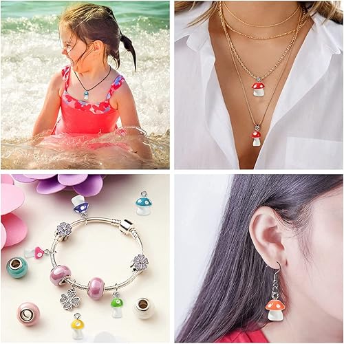 Miniatura 7 de KitBeads 32 dijes de hongos de estilos mixtos 3D para comida y verduras, encantos de Pascua, coloridos dijes de resina para hacer joyas, pulseras a