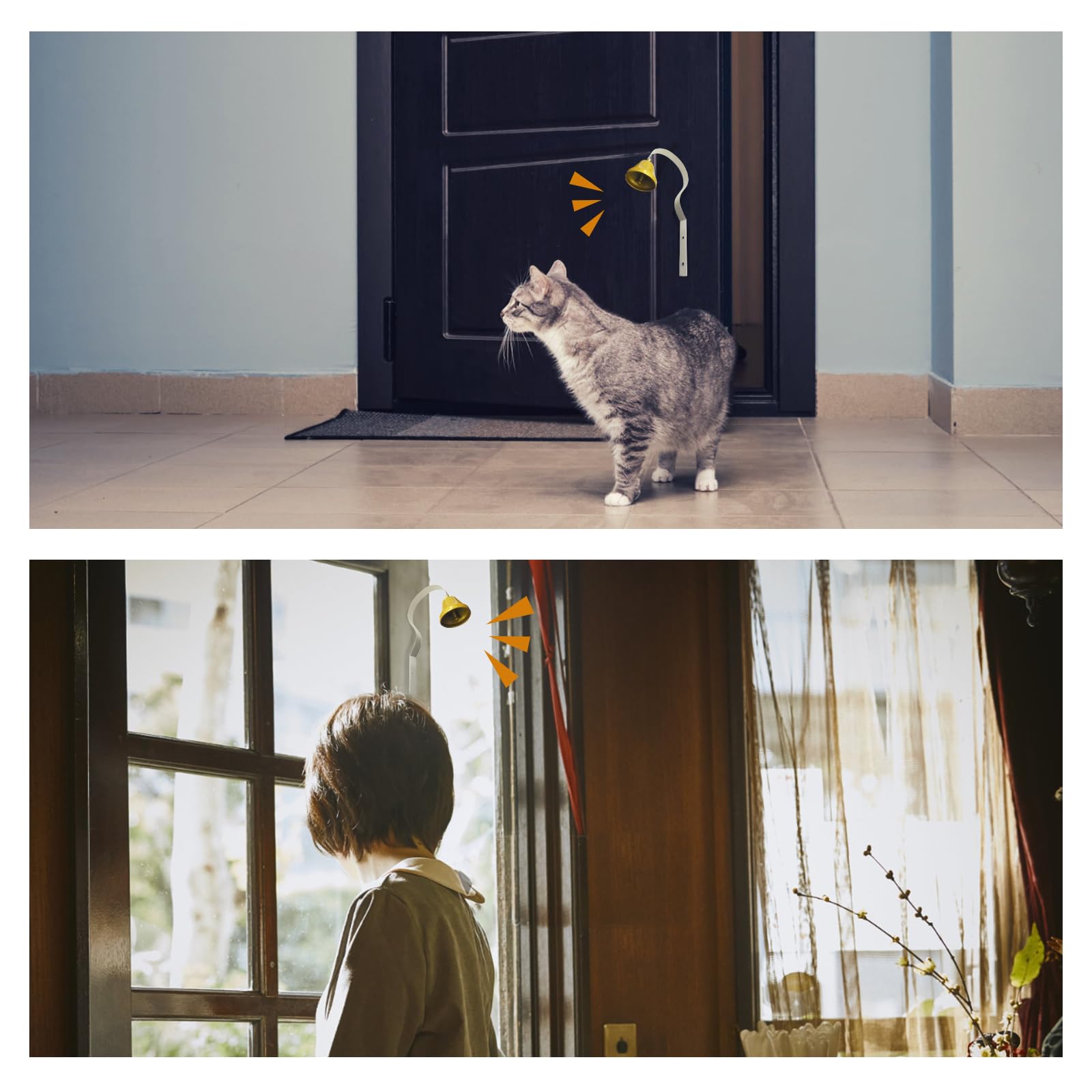 2 piezas de timbre de comerciante, timbre de entrenamiento para perros, timbre de metal, llamada de advertencia, para perros montado en la pared para decoración del hogar/bacinica (blanco)