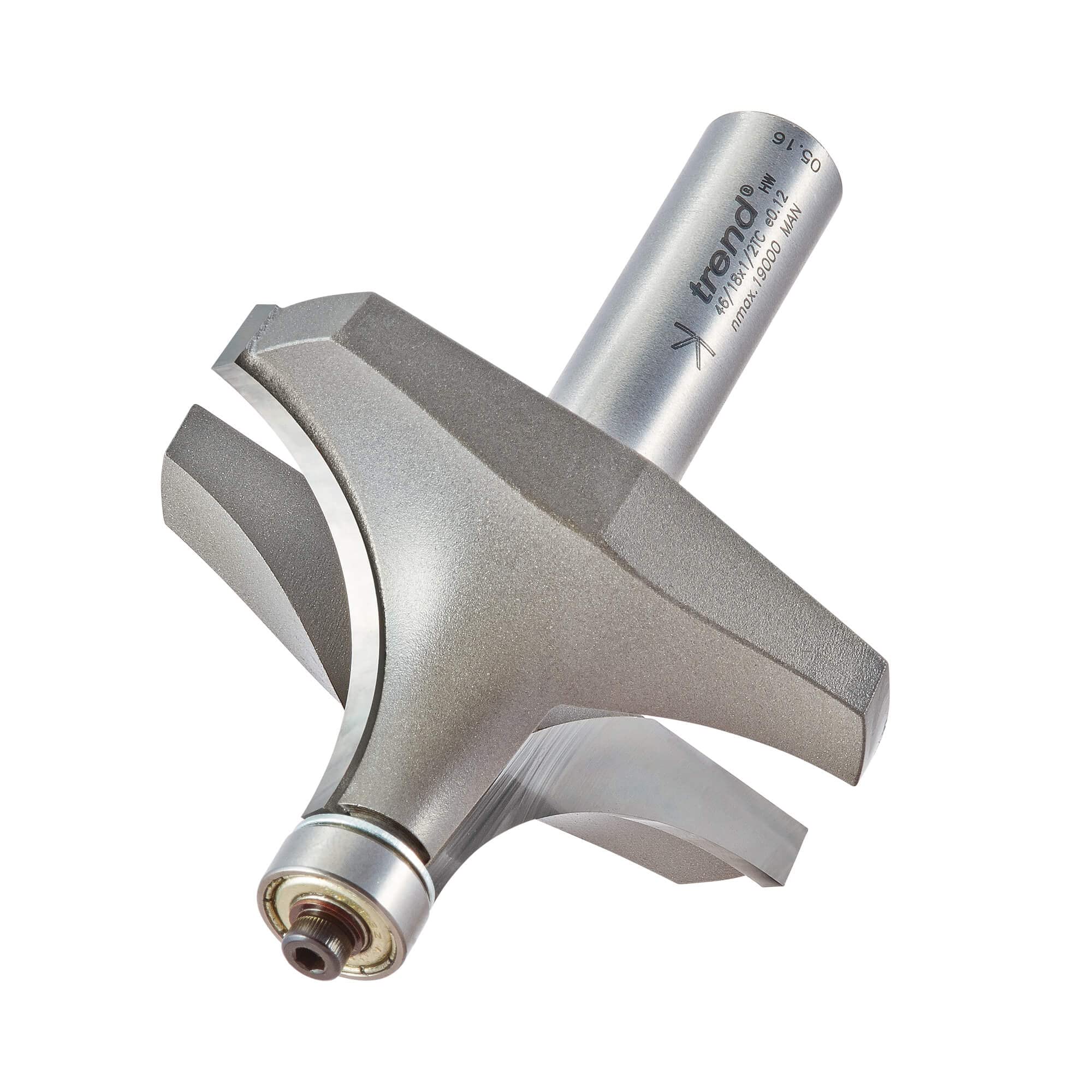 Trend Professional Bearing Guided Ovolo Router Cutter, 25.4mm Radius, 1/2 Inch Shank, 63.5mm Cut Diameter & 32mm Cut Length