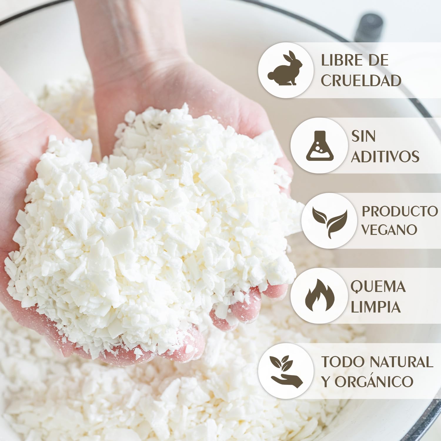 Cera de Soja para Velas 10kg, Cera de Soja Bajo Punto de Fusión para Hacer Velas Caseras, Material para Velas Aromáticas y de Color, 100% Natural