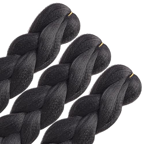 Miniatura 6 de HAIRCUBE Cabello trenzado de color rosa intenso de 24 pulgadas, 3 paquetes de trenzas preestiradas, extensiones de cabello sintético trenzado de