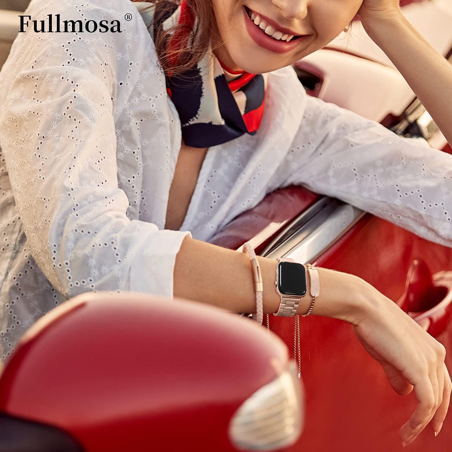 Fullmosa Metal Band Compatible with Apple Watch Bands 41mm 40mm 38mm, iWatch Band with Case for Apple Watch Series 9 8 7 6 5 4 3 2 1 SE3/2/1, Rose Gold - Image 3