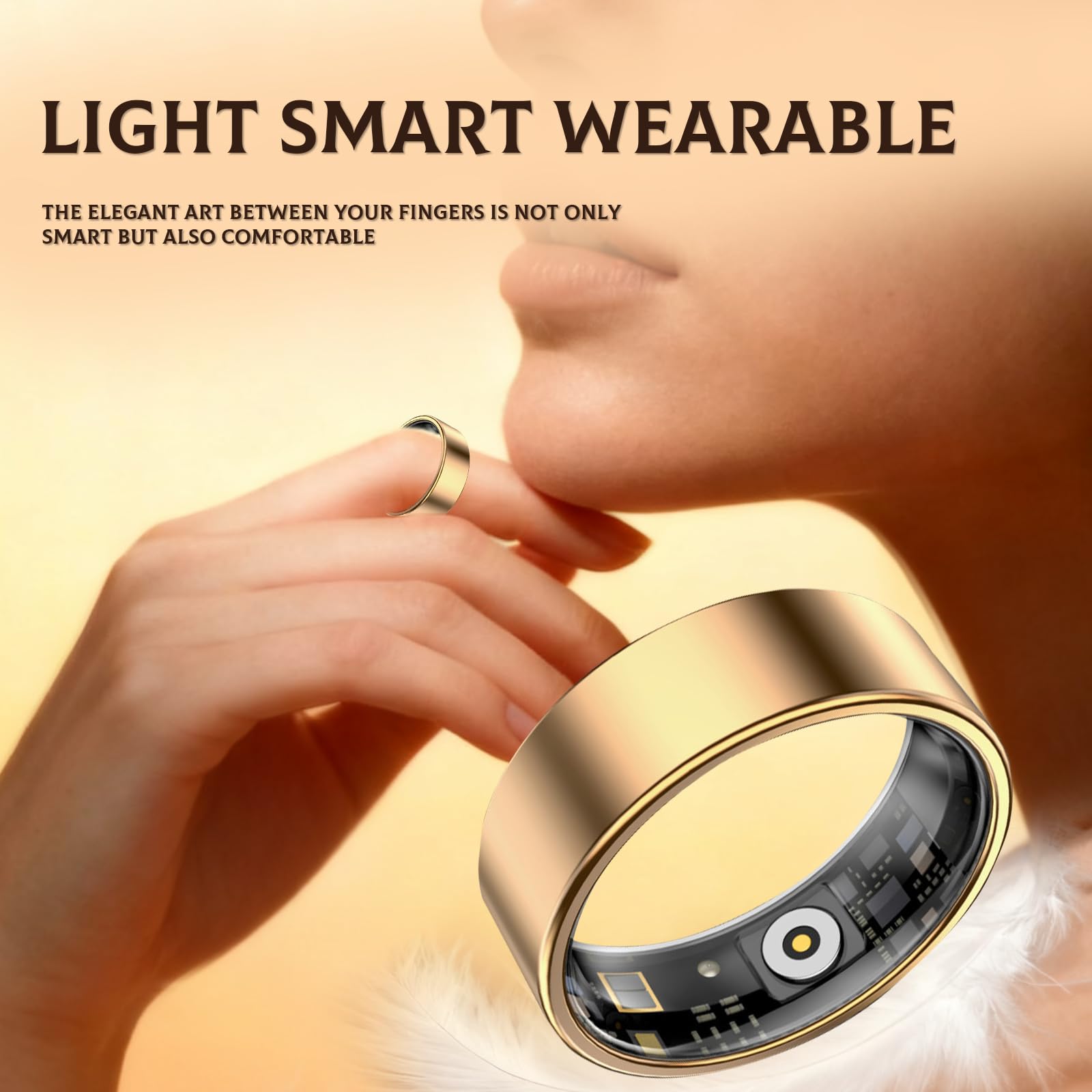 Bague Connectée Smart Ring pour Femme et Homme, Tracker Fitness avec Moniteur Fréquence Cardiaque, Sommeil, 100+ Sports, Podomètre, Étanche IP68, Sans Abonnement pour iOS/Android (Argenté, 9)