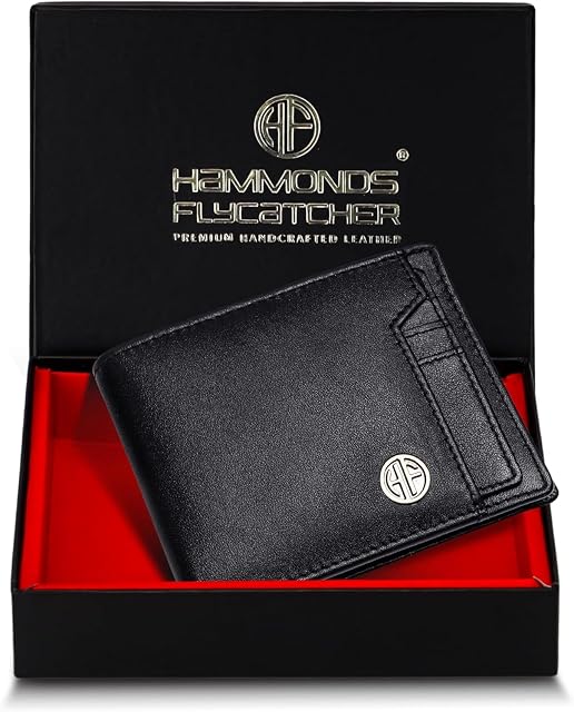 HAMMONDS FLYCATCHER Wallet for Men Leather Original, Mens Wallet, Leather Wallets for Men Stylish, Bi-Fold Wallets for Man, 6 Card Slots, Easy Access Card Slots, Coin Pocket, Gift for Mens, Black