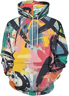Mens Womens Novelty Abstract Graffiti Art Hoodies with Pocket Printed Ho...