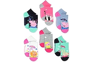 Peppa Pig Toddler Kids 6 Pack Quarter Style Socks With Grippers For Ages 3-4T