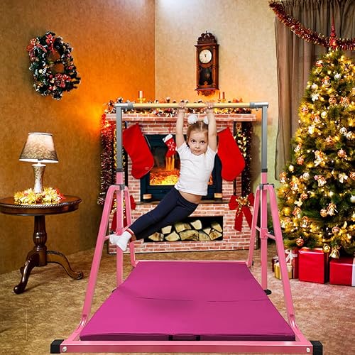 Miniatura 26 de Foldable Gymnastics Kip Bar,Horizontal Bar for Kids,No Wobble Gym Equipment for Home Indoor,3' to 5' Adjustable Height,Gymnasts 1-4 Levels,300 lbs