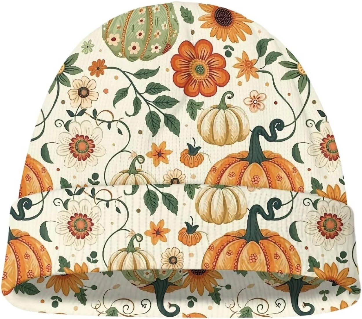 Babrukda Maple Leaves Beanie for Girls Kids Beanies Caps Soft Knit Winter Hats Roll-up Edge Stretch Caps for Cold Weather