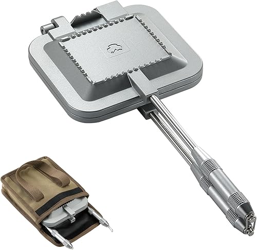 Miniatura 10 de camping moon Sandwich Maker Arena caliente Solo quemador Gas Fuego Abierto Aluminio compacto TT-1315 (Plata) plateado,Negro -,Negro con bolsa,Plata