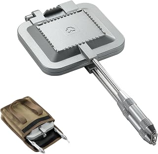 camping moon Sandwich Maker Hot Sand Single Burner Gas Fire Open Fire Compact Aluminum TT-1315 (Silver w/bag)