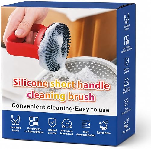 Silicone Dish Washing Brush Kitchen Utensil Washing Brush with Handle for Easy Use (Smart Home)