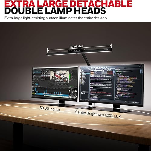 Miniatura 5 de Honeywell HJ1BK Sunturalux Lámpara de escritorio LED con base para oficina en casa, lámpara de escritorio para oficina en casa, 1200 lúmenes, 4