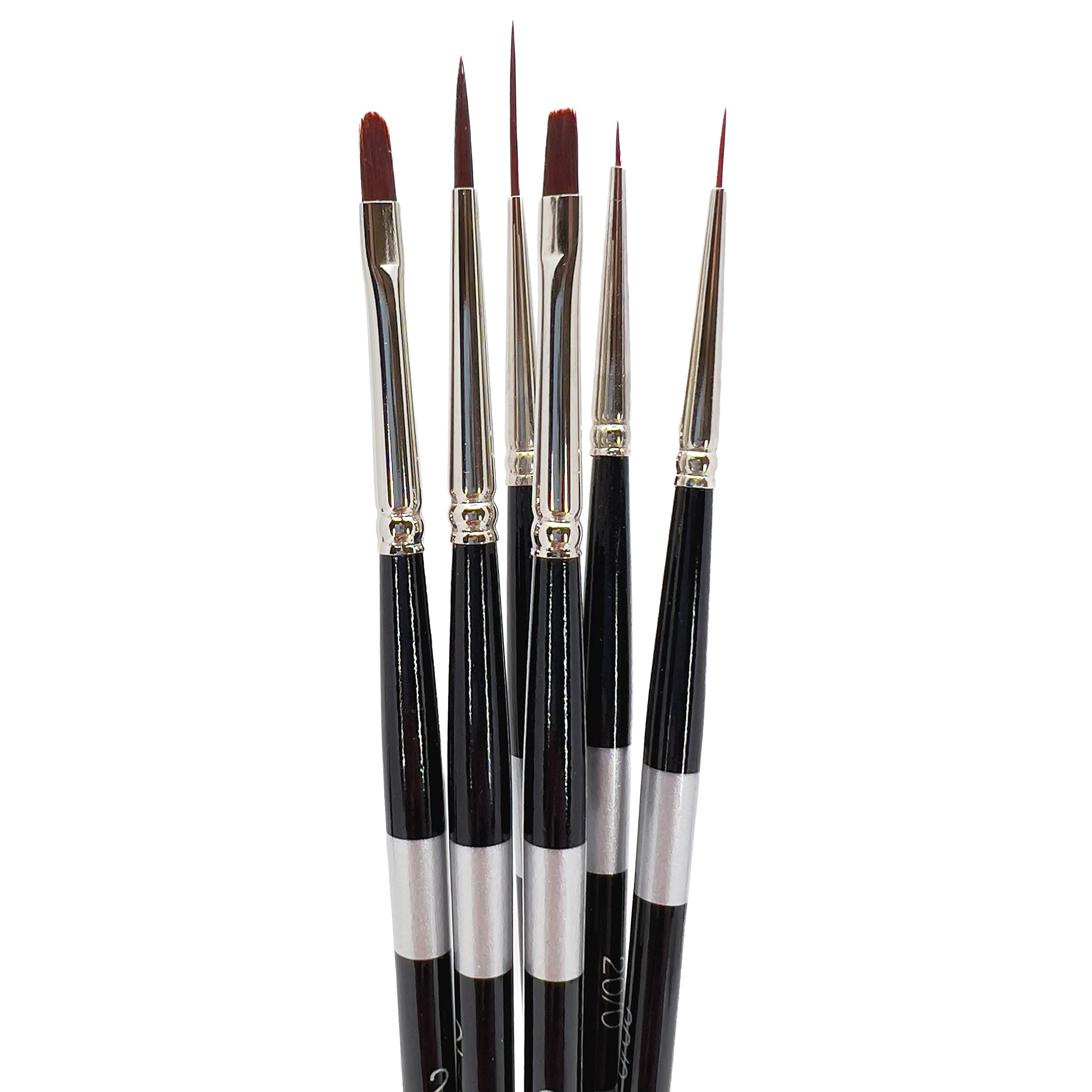 Trekell Crimson Taklon - Juego de pinceles de pintura acrílica, varios pinceles profesionales para pintura al óleo, acuarela y gouache, mangos de pincel de 6 pulgadas, juego de 6 piezas