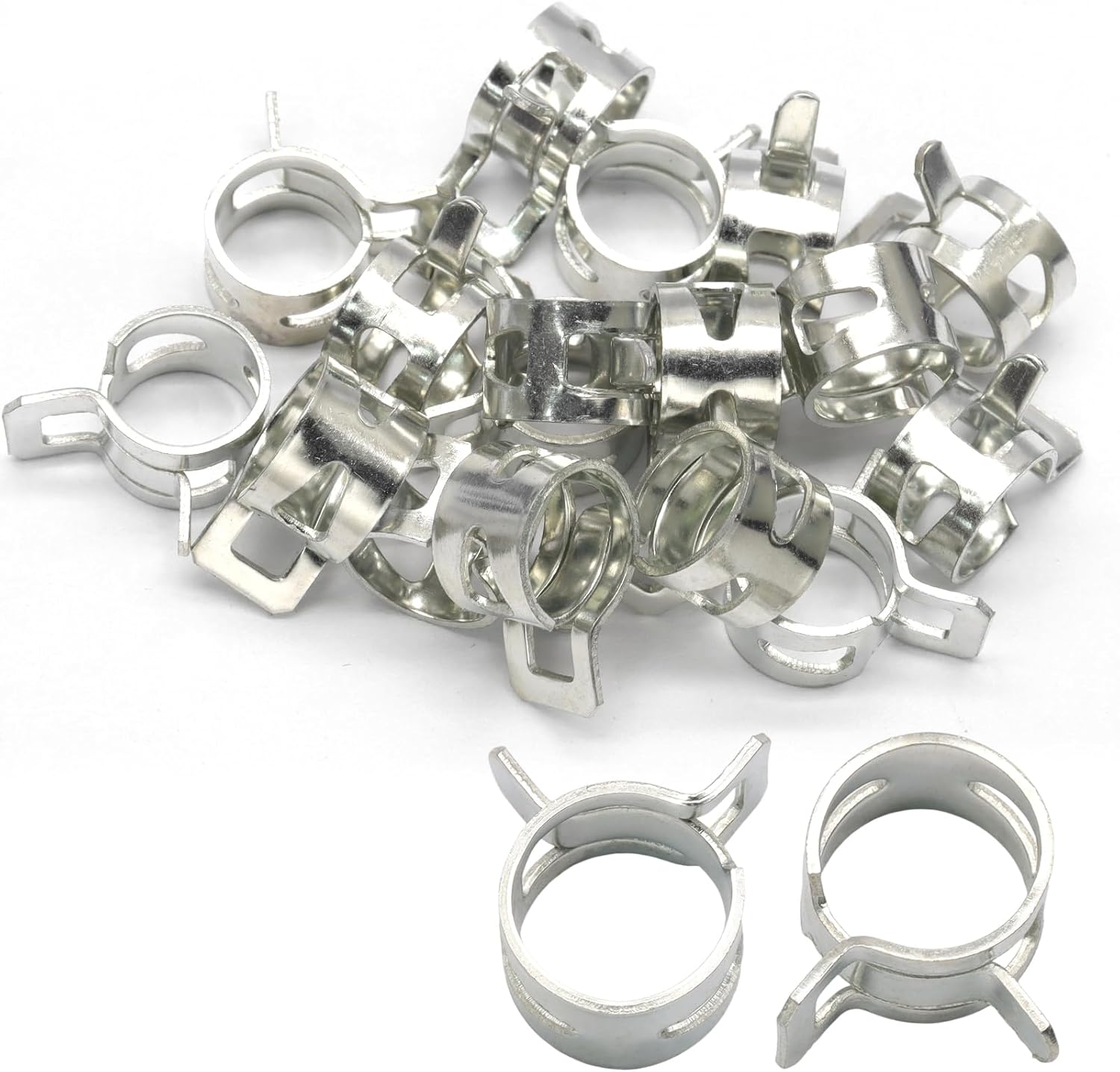 20 Pcs 15/16 Inch ID Spring Band Type Clamps, 24mm Fuel Hose Clamps Fasteners, Black Spring Hose Clip for Fuel Hose Line Water Pipe Air Tube Hose