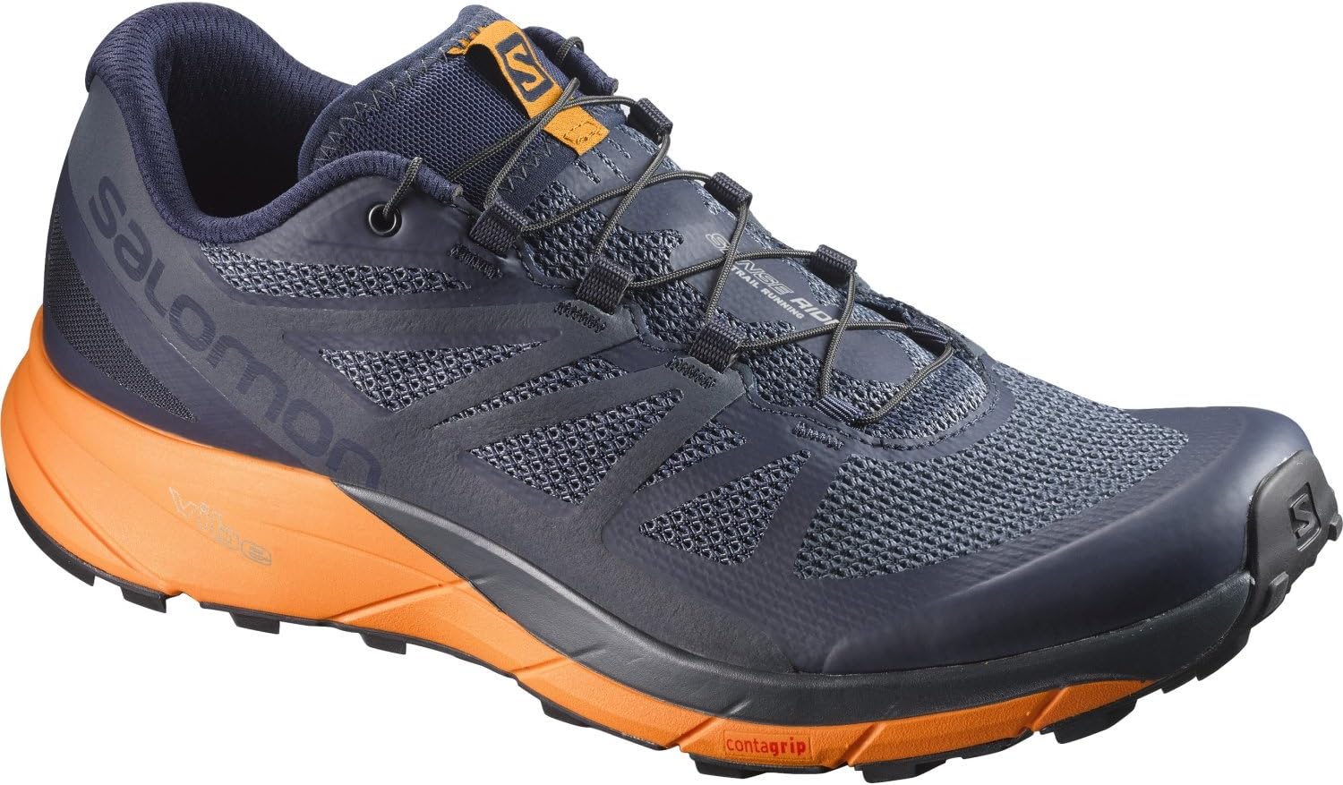 Salomon Sense Ride Trail Running Shoe - Men's Navy Blazer/Bright Marigold/Ombre Blue, US 7.0/UK 6.5