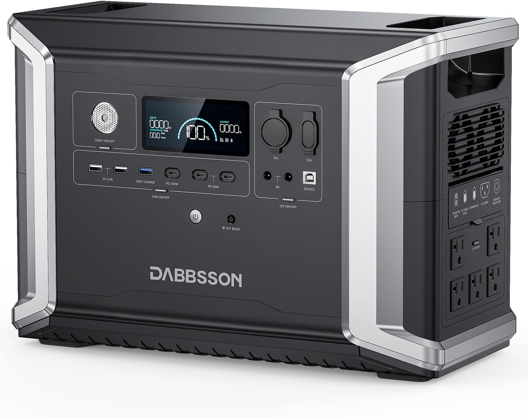 DabbssonPortable Power Station DBS2300, 2330Wh EV Semi-solid State LiFePO4 Home Battery Backup, Max 8330Wh, 5×2200W AC Outlets, Solar Generator for Camping, Home Backup, Emergency, RV