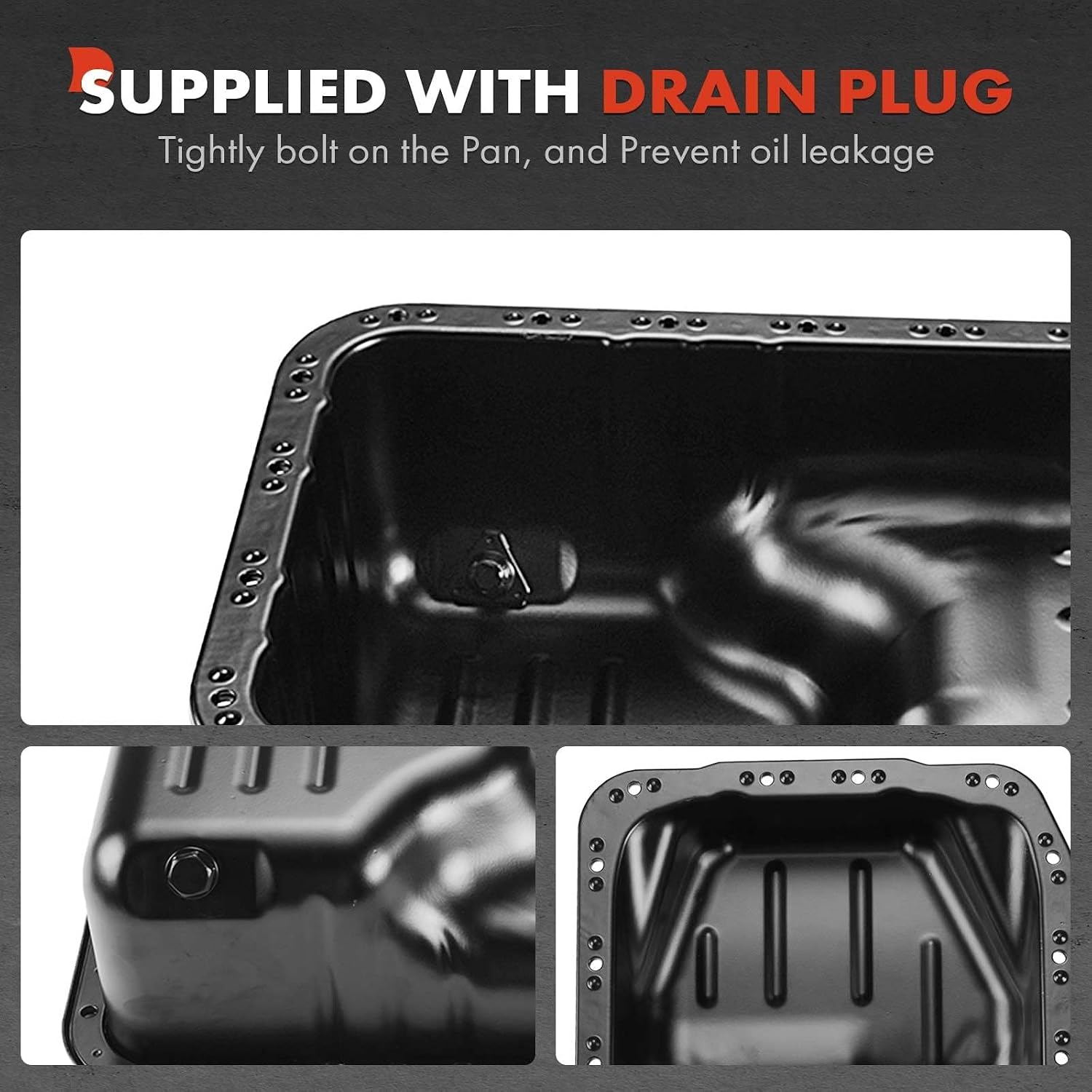 A-Premium Engine Oil Pan Sump with Drain Plug Compatible with Honda Accord 1995-1997, Acura Legend 1986-1990, Sterling 827 1989-1991, 2.5L 2.7L