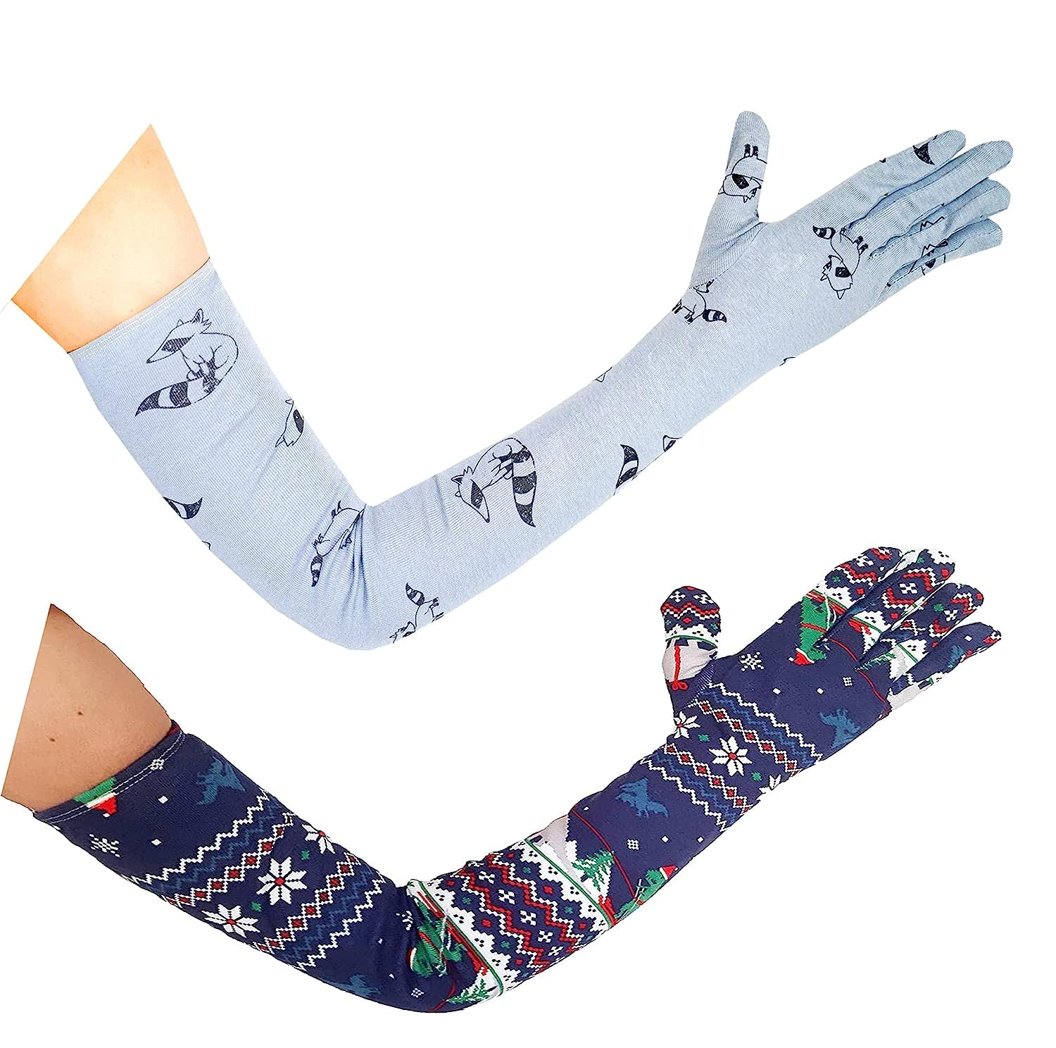 ANESHA Summer Softness Long UV Protection Gloves for Men and Women Soft Long Gloves for Summer Free Size Pack of 2 (Printed Gloves)-image-7