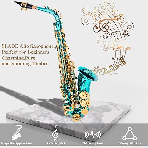 Miniatura 29 de SLADE Saxofón Alto para Estudiantes Principiantes, Eb, Bronce Antiguo