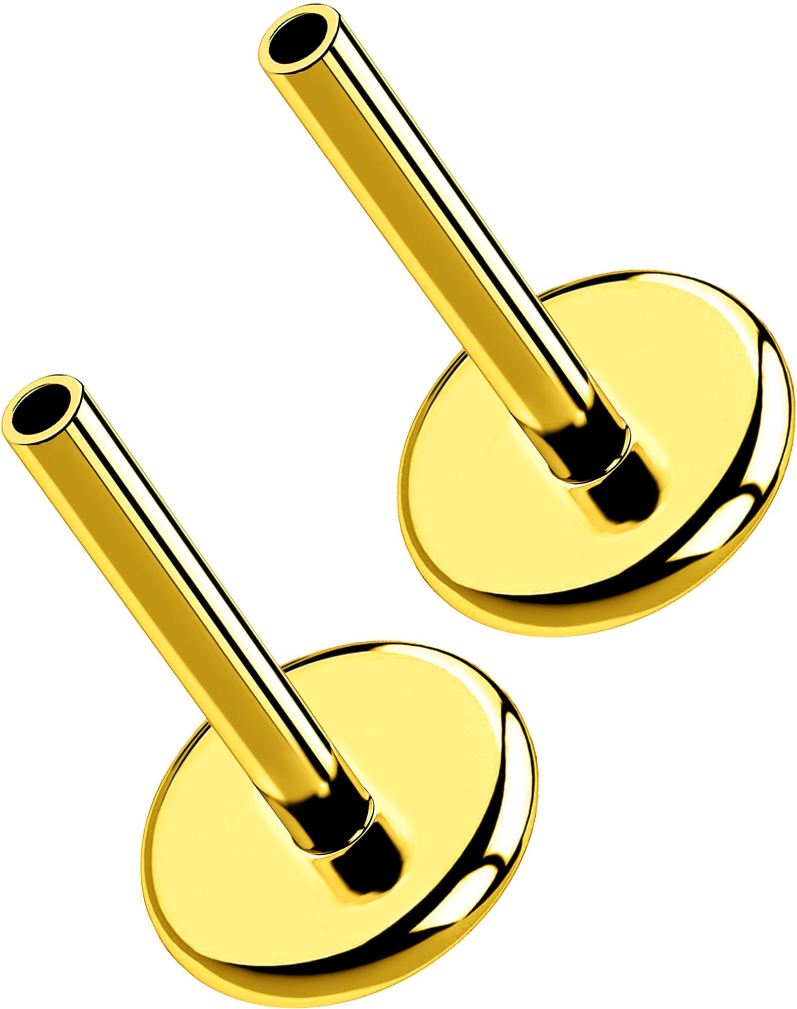 G23 Titanium Flat Back Post (Post Only), Threadless Push Pin &amp; Internally Threaded, 16G/18G/20G, 4.5-14mm, Silver/Gold/Black, Round/Heart/Star/Flower Base for Nose, Helix, Tragus