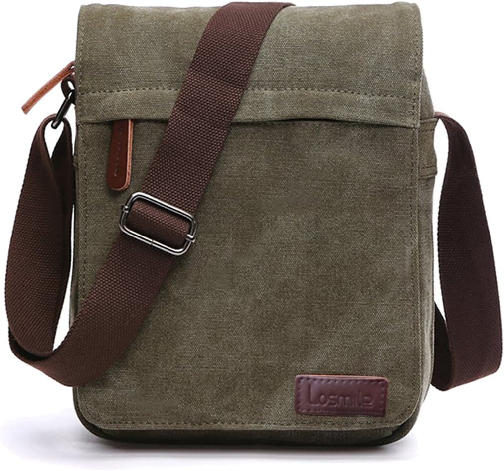 LOSMILEMen's Messenger Bag, Canvas Shoulder Bags, 13.3" Laptop Bags for Work and School,Cross-Body Bags.