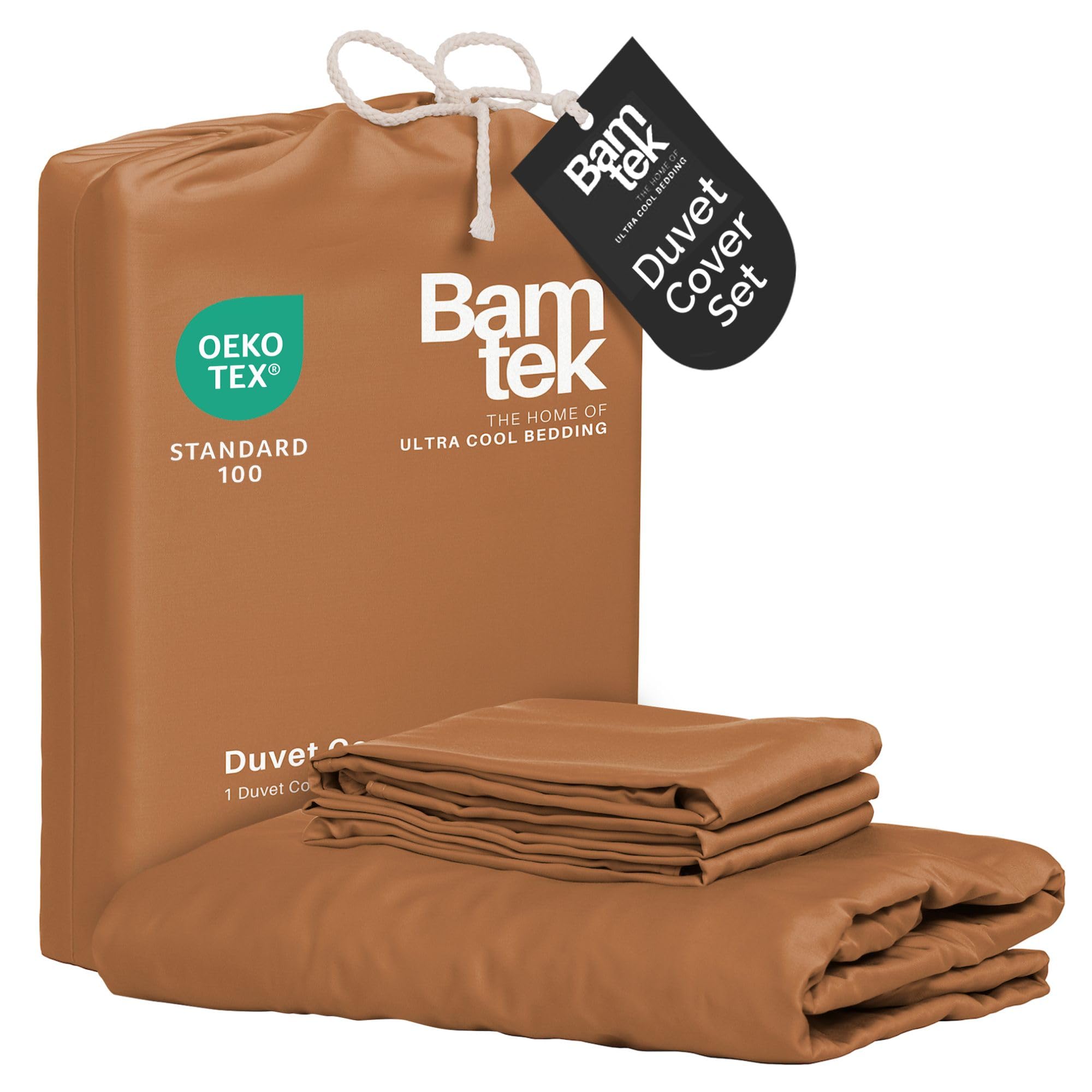 Bamtek - Duvet Cover Set - 100% Viscose Derived from Bamboo Duvet Cover King Size, 3 PC Luxury Cooling Duvet Cover for Hot Sleepers, Silky Buttery