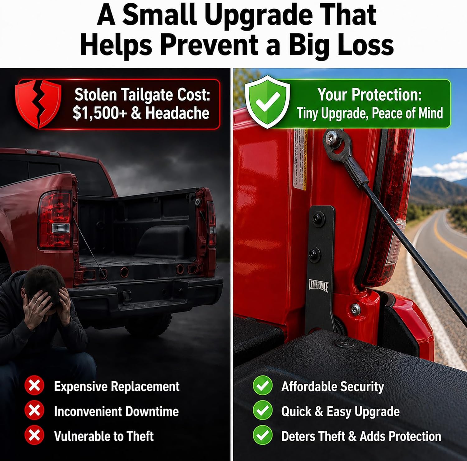 Tailgate Lock Anti-Theft Protector for Tacoma 2005-2015 Black