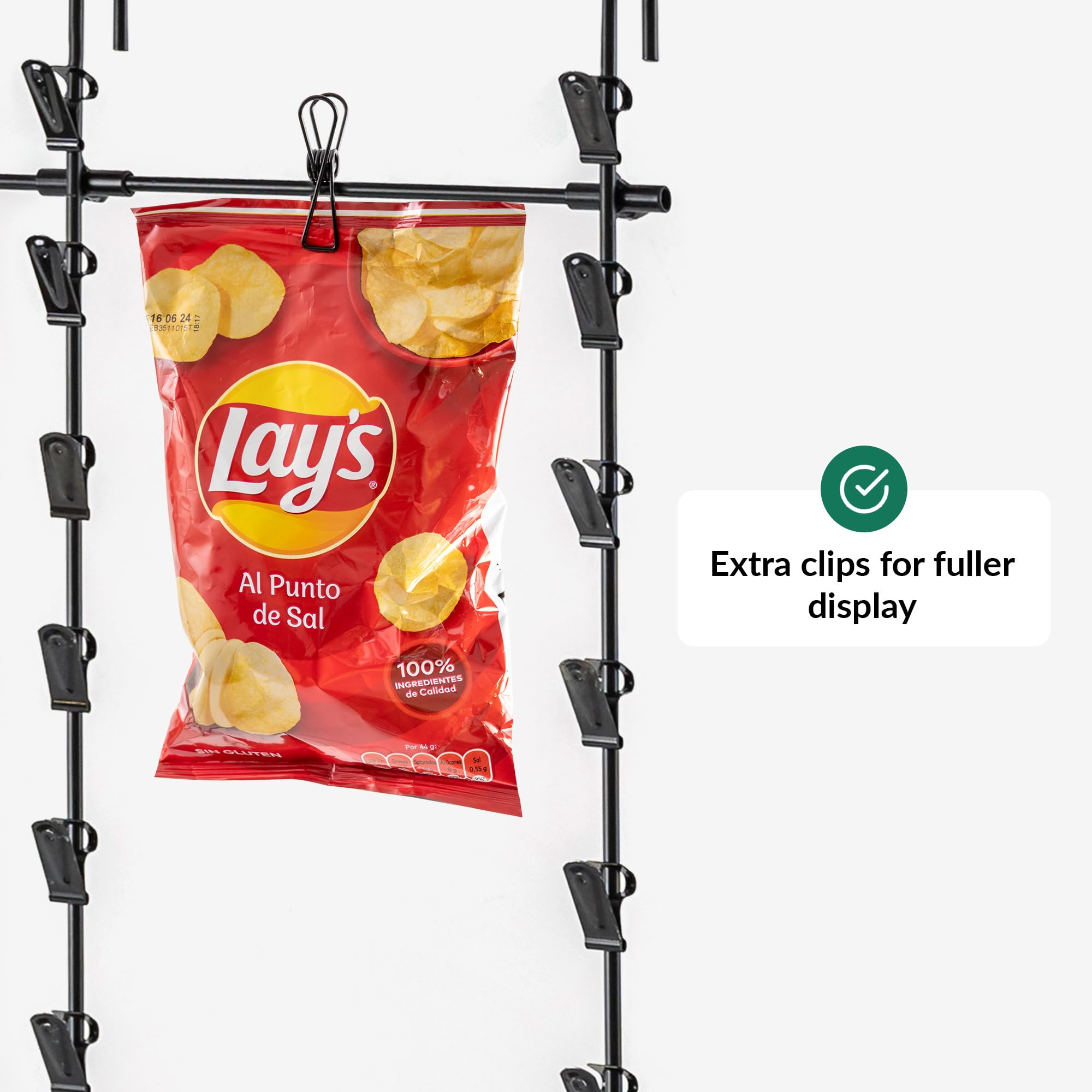 ODOXIA Espositore A Cremagliera Per Le Patatine | Espositore Per Le Patatine Fritte Sospeso | Espositore Per Gli Snack Appeso | Organizza Il Tuo Spazio | Chips Rack Hanging (Big)