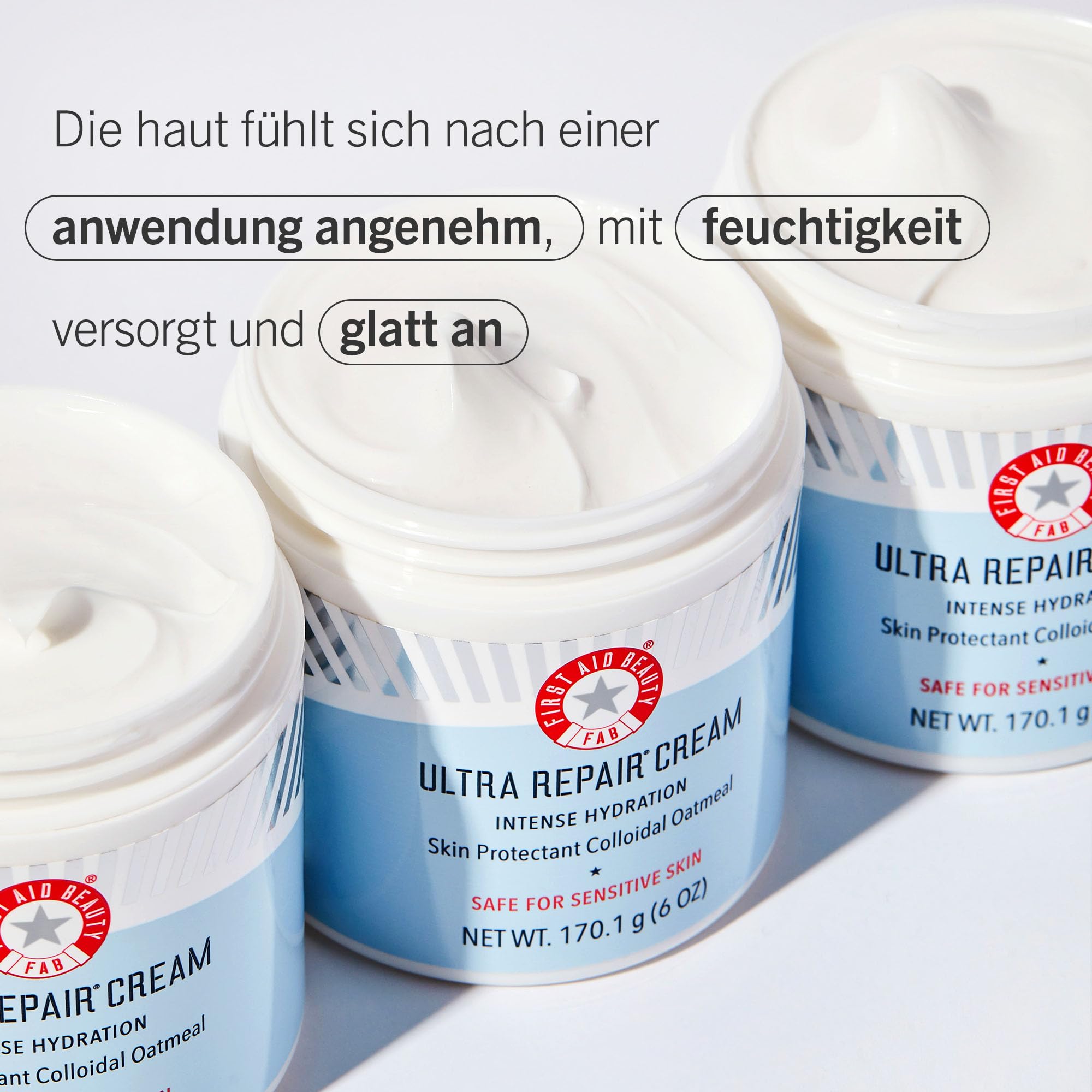 First Aid Beauty Ultra Repair Cream Feuchtigkeitscreme, Body Lotion für intensive Feuchtigkeit, für trockene und empfindliche Haut und alle Hauttypen, 170g