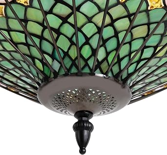 23.6inch Tiffany Pendant Light 5-Light Stained Glass Pendant Lamp Vintage Chandeliers Light Ceiling Lamp Fixture for Bedroom Living Room Dining Room