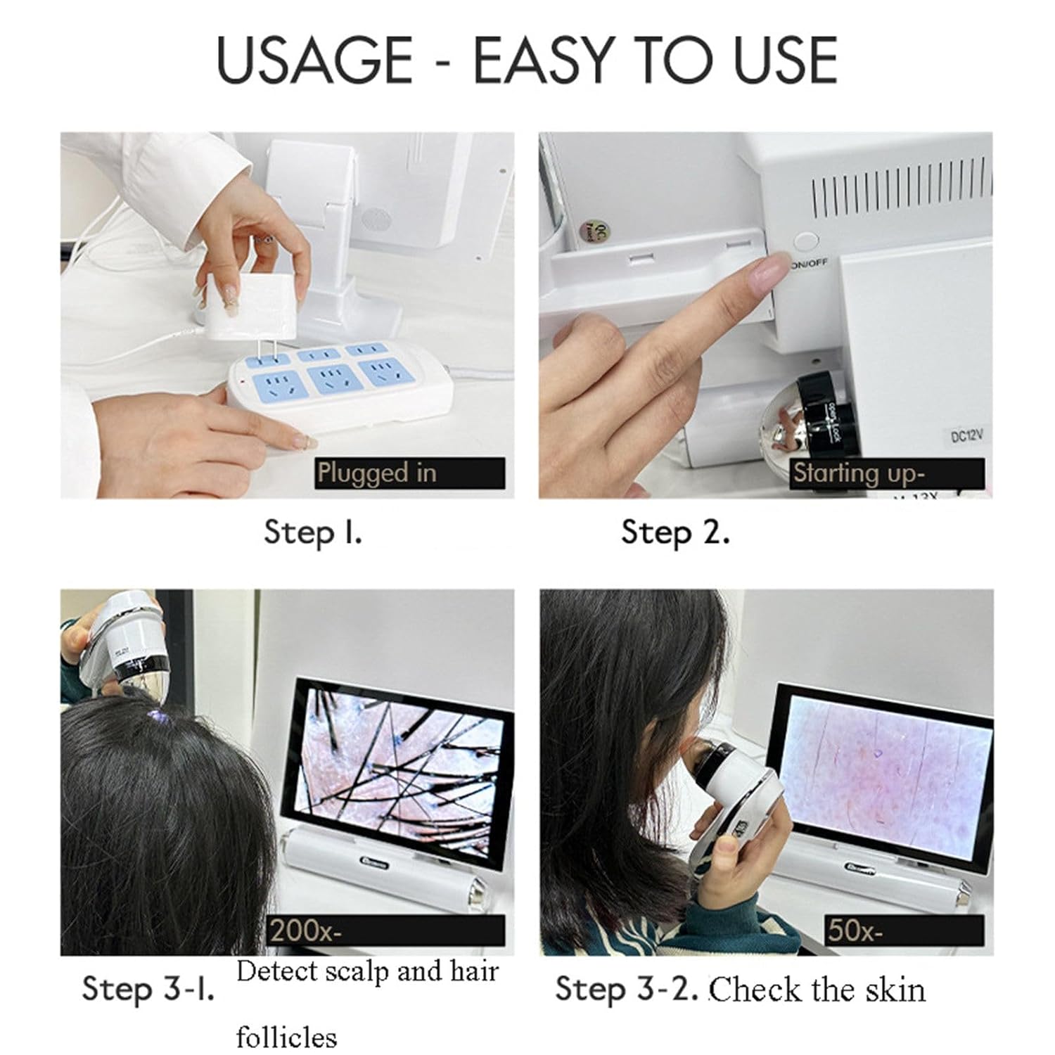 Skin Diagnostic Hair Analyzer, 11-inch Skin Scalp Detector MultiFunctional Hair Follicle Analyser Machine with 50x/200x Dual Heads, Skin Health Detection for Home Salon Use