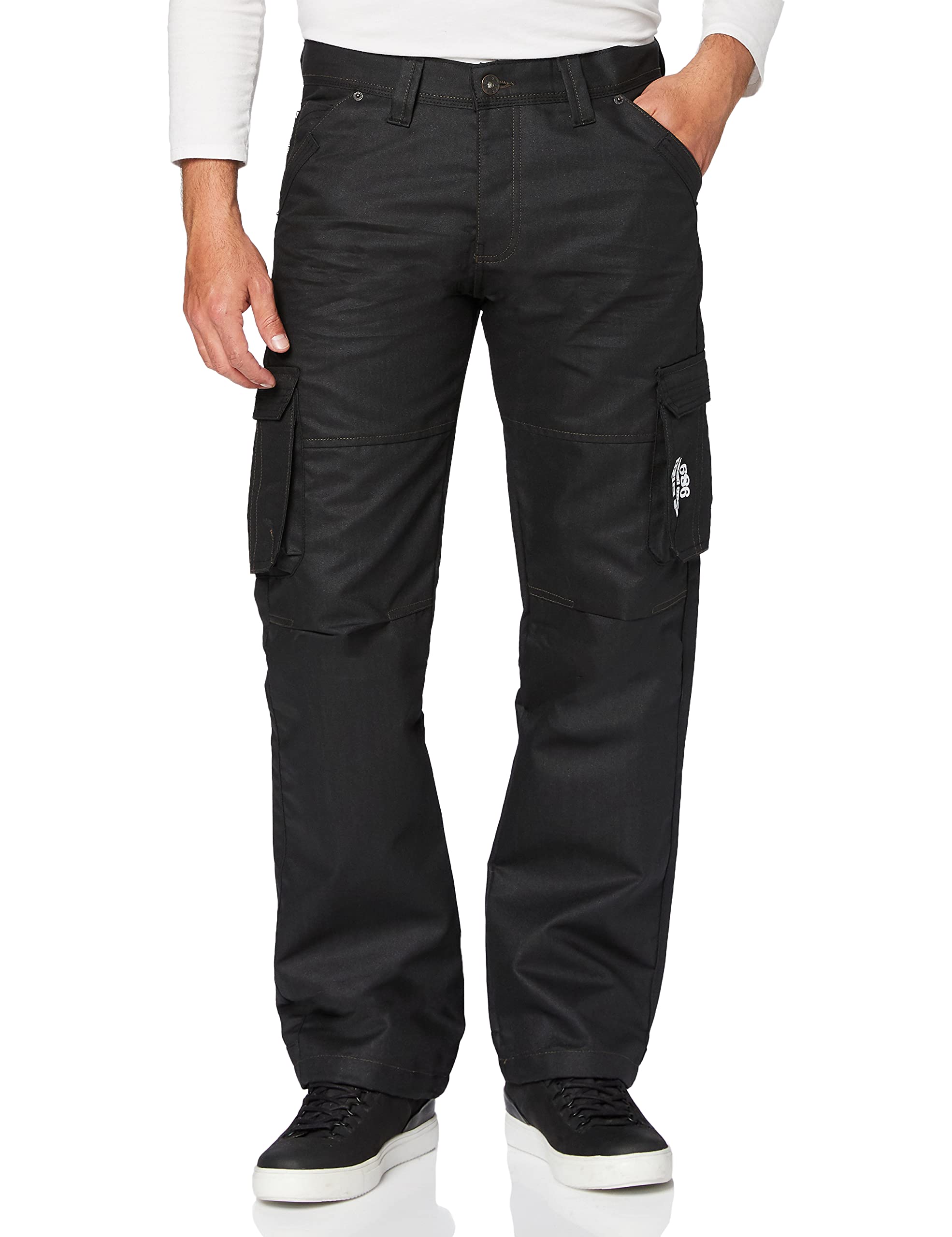 Enzo Men's Ez08 Blk Loose Fit Jeans, Black, 36L