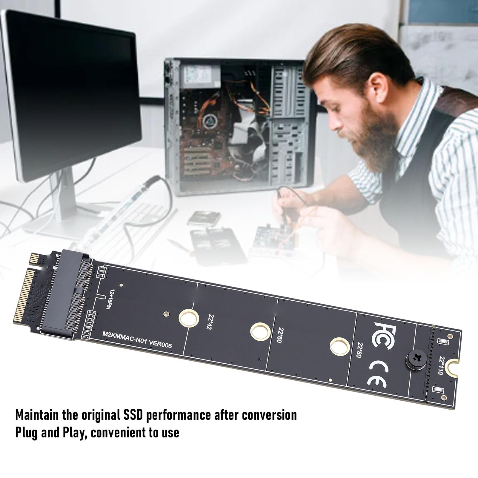 12 16-pinowa Karta Adaptera SSD na M.2 KEY M 12+16-pinowy Konwerter SSD na .2 KEY +-pinowy Adapter NVMe Zamienny do Laptopa z Systemem OS X 2013-2017